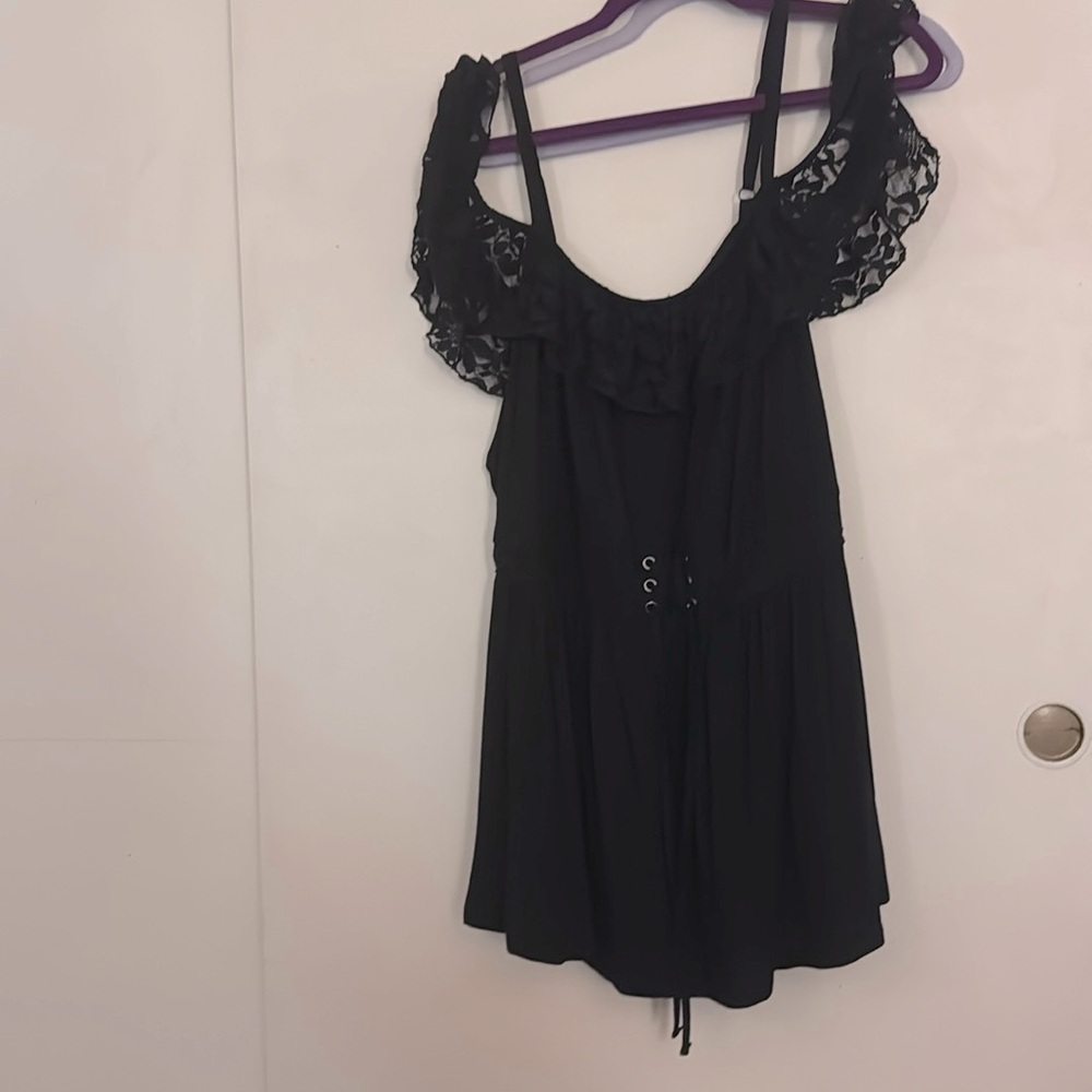 Torrid size 3 off shoulder black knit blouse.